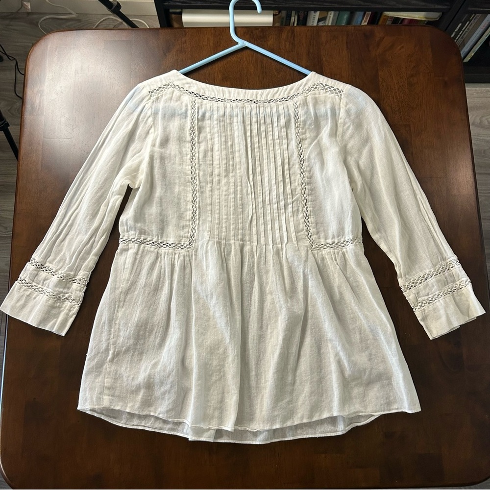 Rebecca Taylor white pintuck lace detailed shirt size 4 - Picture 2 of 15